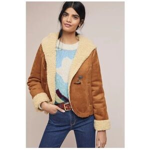 Anthropologie Andes Sherpa Toggle Cropped Coat Size 2